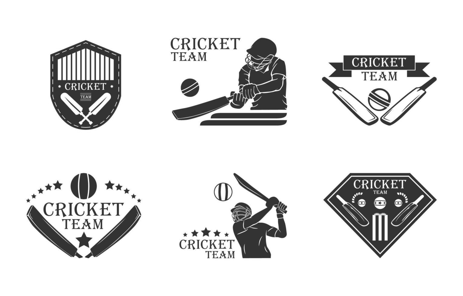 uppsättning av cricket sport logotyp vektor