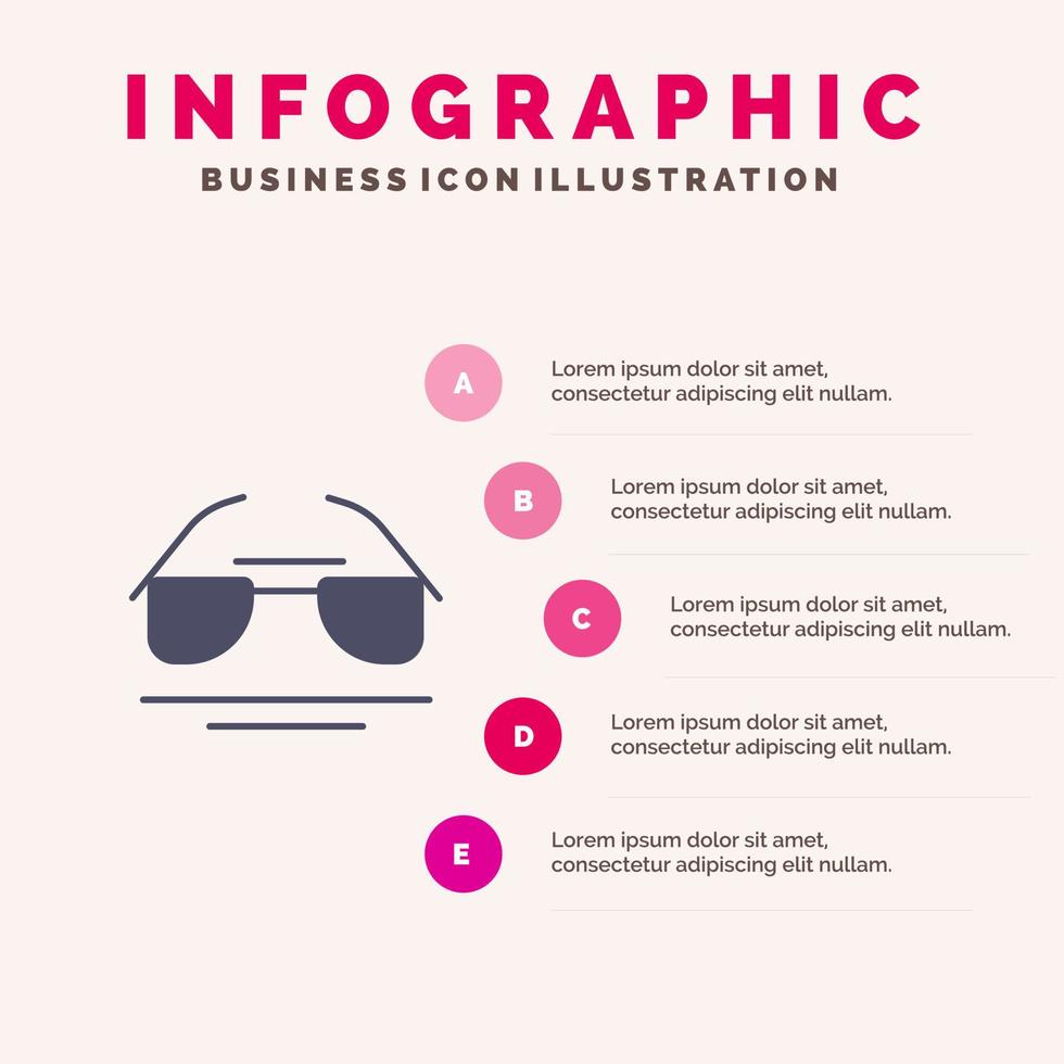 Brille Augenansicht Frühling festes Symbol Infografiken 5 Schritte Präsentationshintergrund vektor