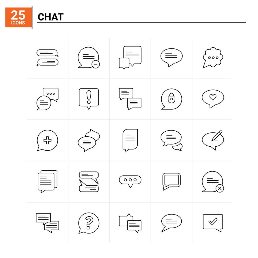 25 chatt ikon uppsättning vektor bakgrund