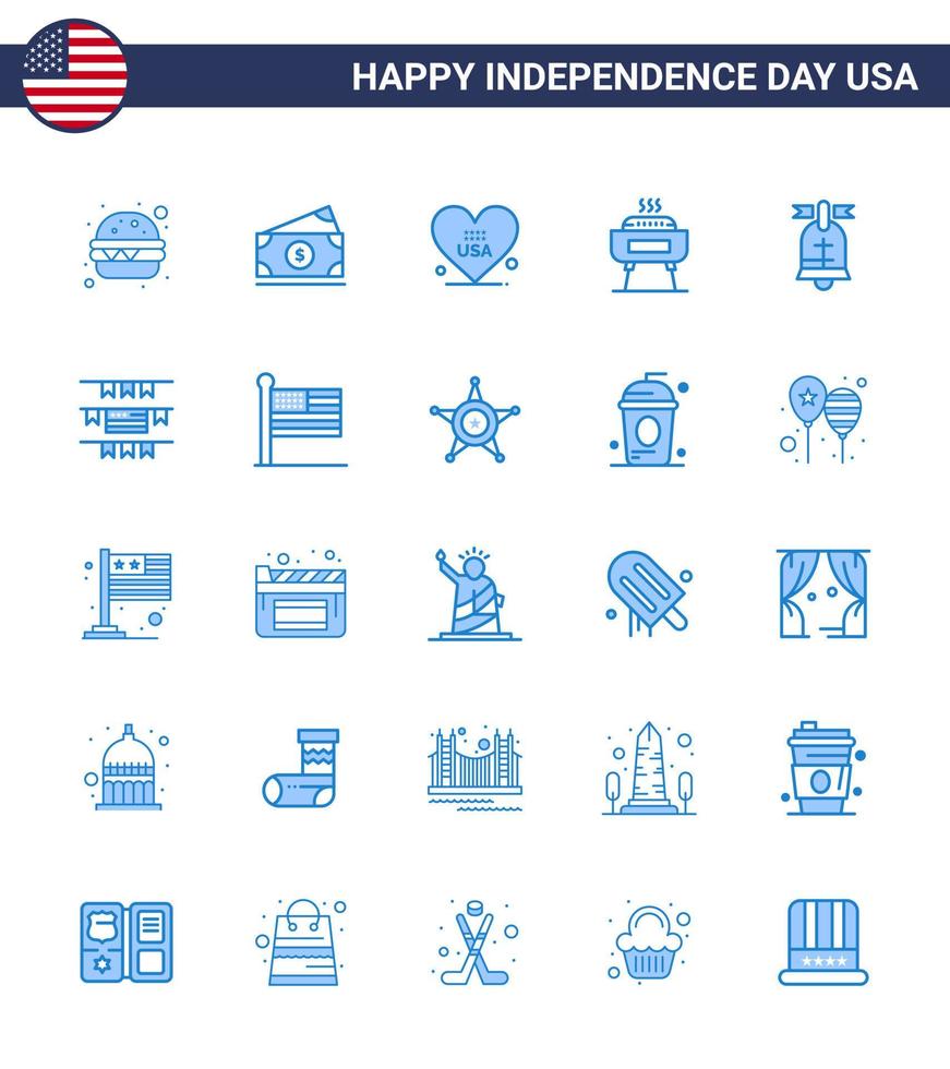 25 usa blau zeichen unabhängigkeitstag feier symbole der amerikanischen ballliebe feiertagsfeier editierbare usa tag vektor design elemente