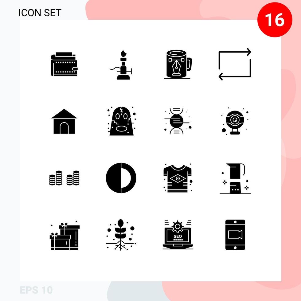 Stock Vector Icon Pack mit 16 Linienzeichen und Symbolen für Play Nodes Light Design Cup editierbare Vektordesign-Elemente