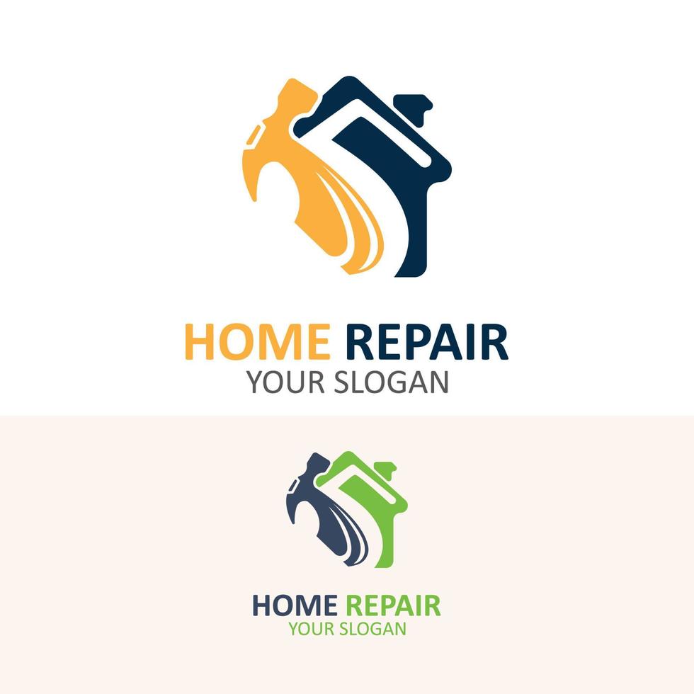 Hem reparera logotyp design vektor med hantlangare service mall