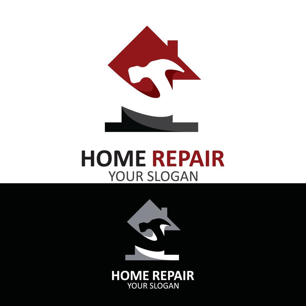 Hem reparera logotyp design vektor med hantlangare service mall