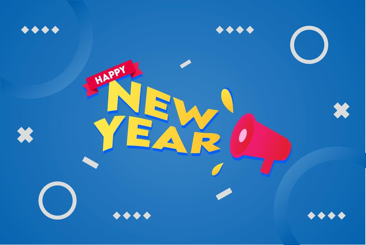 Frohes neues Jahr Textkarte mit blauem Hintergrund vektor