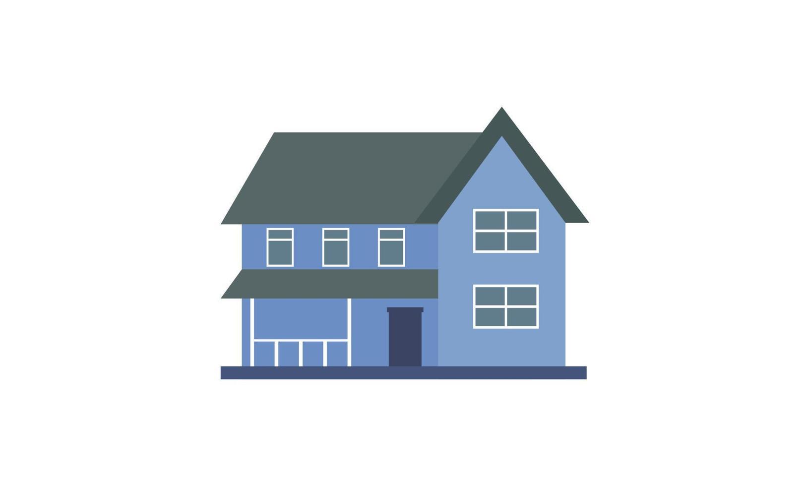 Haus außen Logo Vektor Illustration Vorderansicht mit Dach