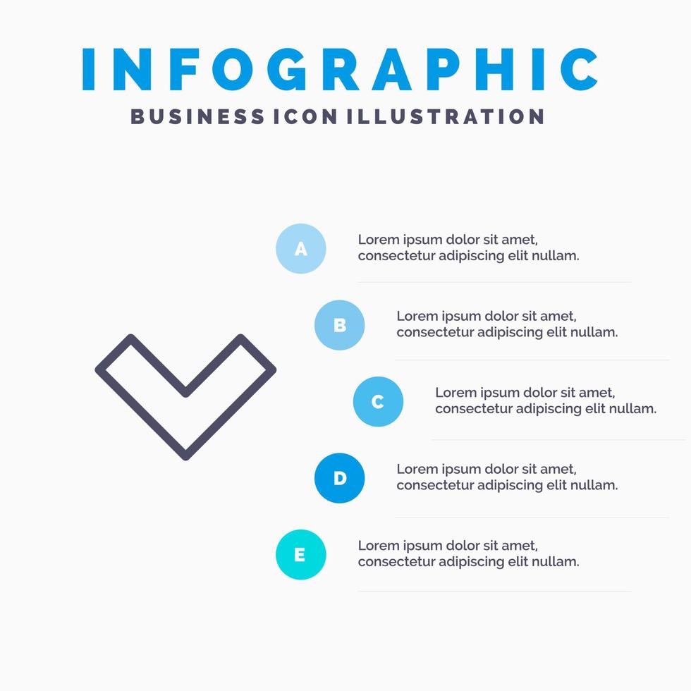 pil ner tillbaka linje ikon med 5 steg presentation infographics bakgrund vektor