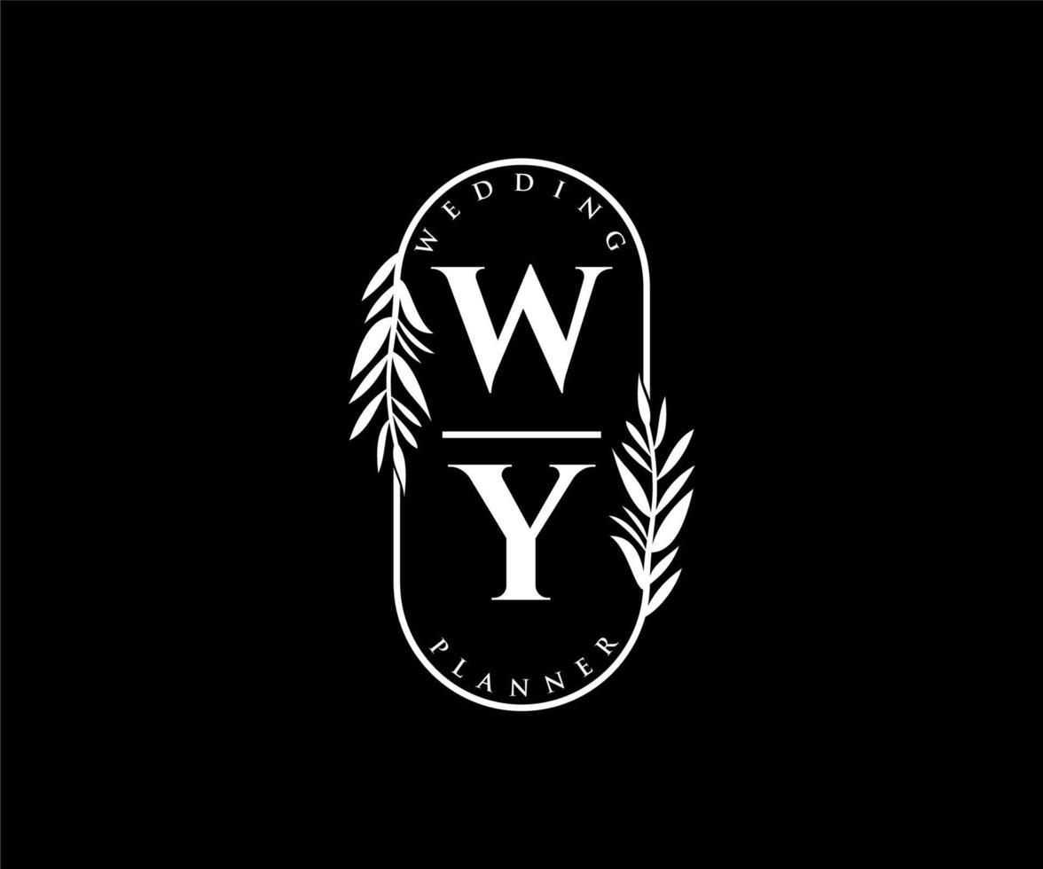 wy initialer brev bröllop monogram logotyper samling, hand dragen modern minimalistisk och blommig mallar för inbjudan kort, spara de datum, elegant identitet för restaurang, boutique, Kafé i vektor