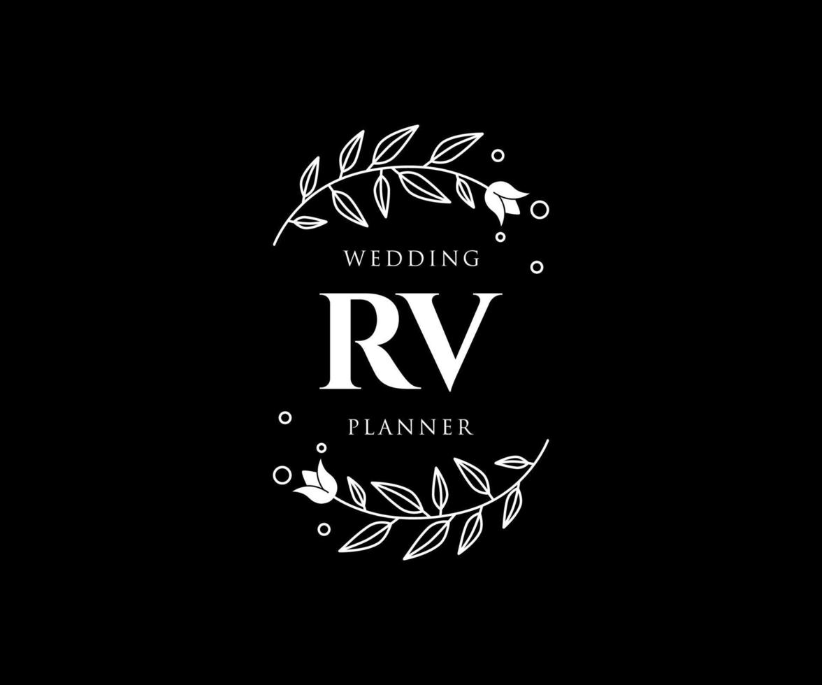 rv initialer brev bröllop monogram logotyper samling, hand dragen modern minimalistisk och blommig mallar för inbjudan kort, spara de datum, elegant identitet för restaurang, boutique, Kafé i vektor