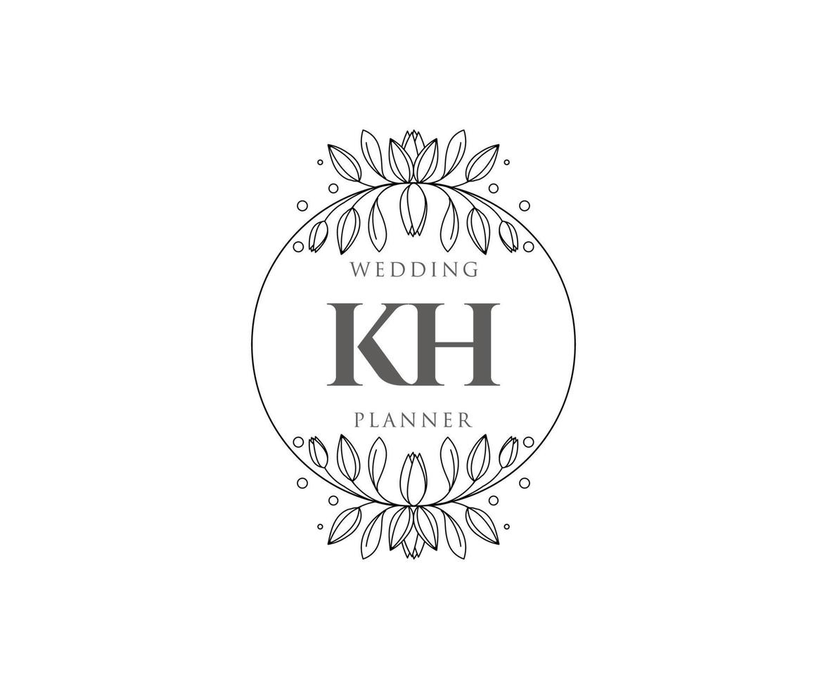 kh initialer brev bröllop monogram logotyper samling, hand dragen modern minimalistisk och blommig mallar för inbjudan kort, spara de datum, elegant identitet för restaurang, boutique, Kafé i vektor