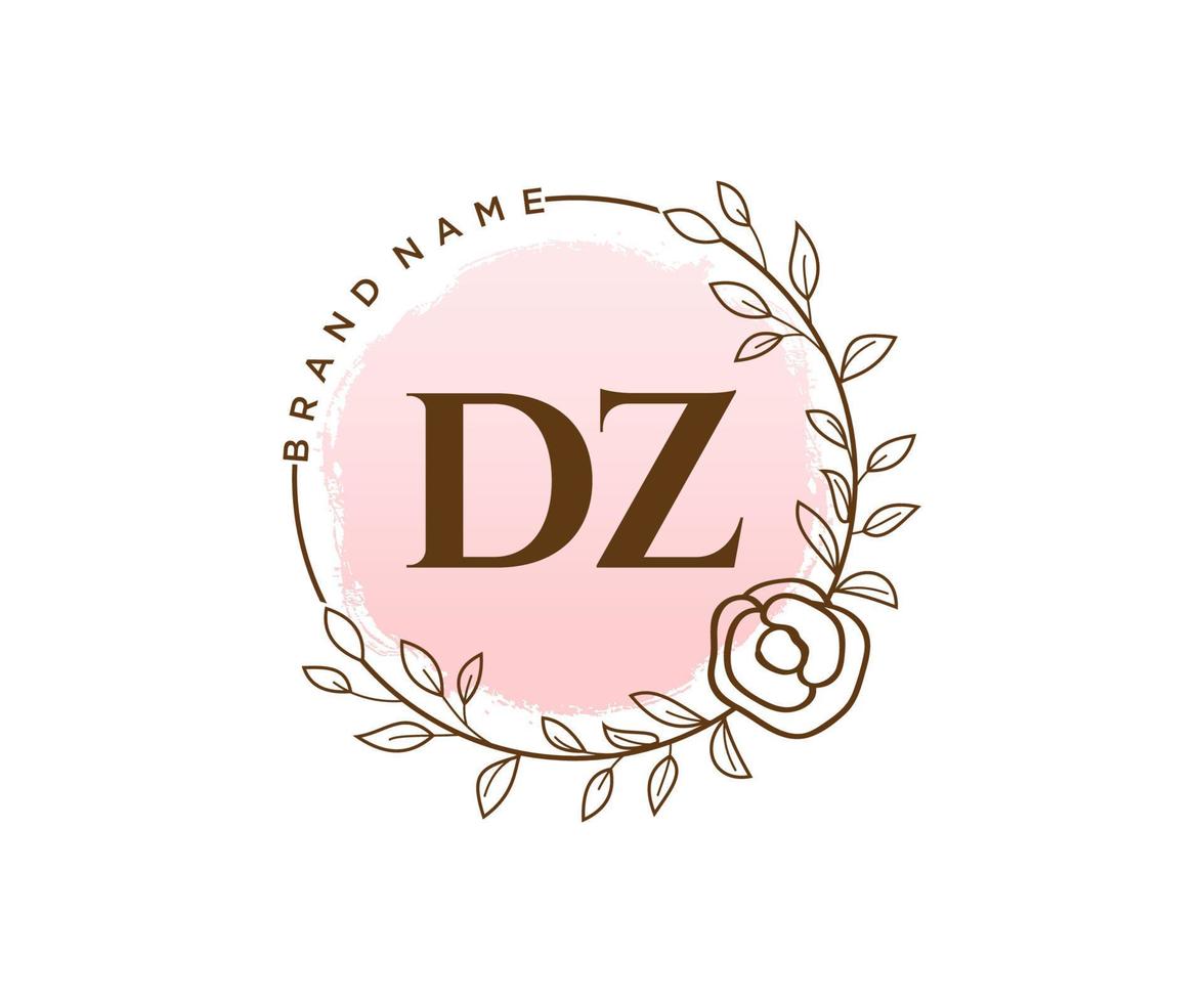 första dz feminin logotyp. användbar för natur, salong, spa, kosmetisk och skönhet logotyper. platt vektor logotyp design mall element.