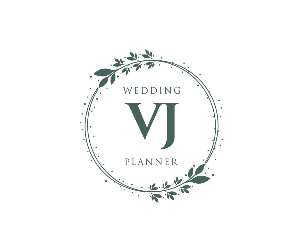 vj initialen brief hochzeitsmonogramm logos sammlung, handgezeichnete moderne minimalistische und florale vorlagen für einladungskarten, save the date, elegante identität für restaurant, boutique, café im vektor