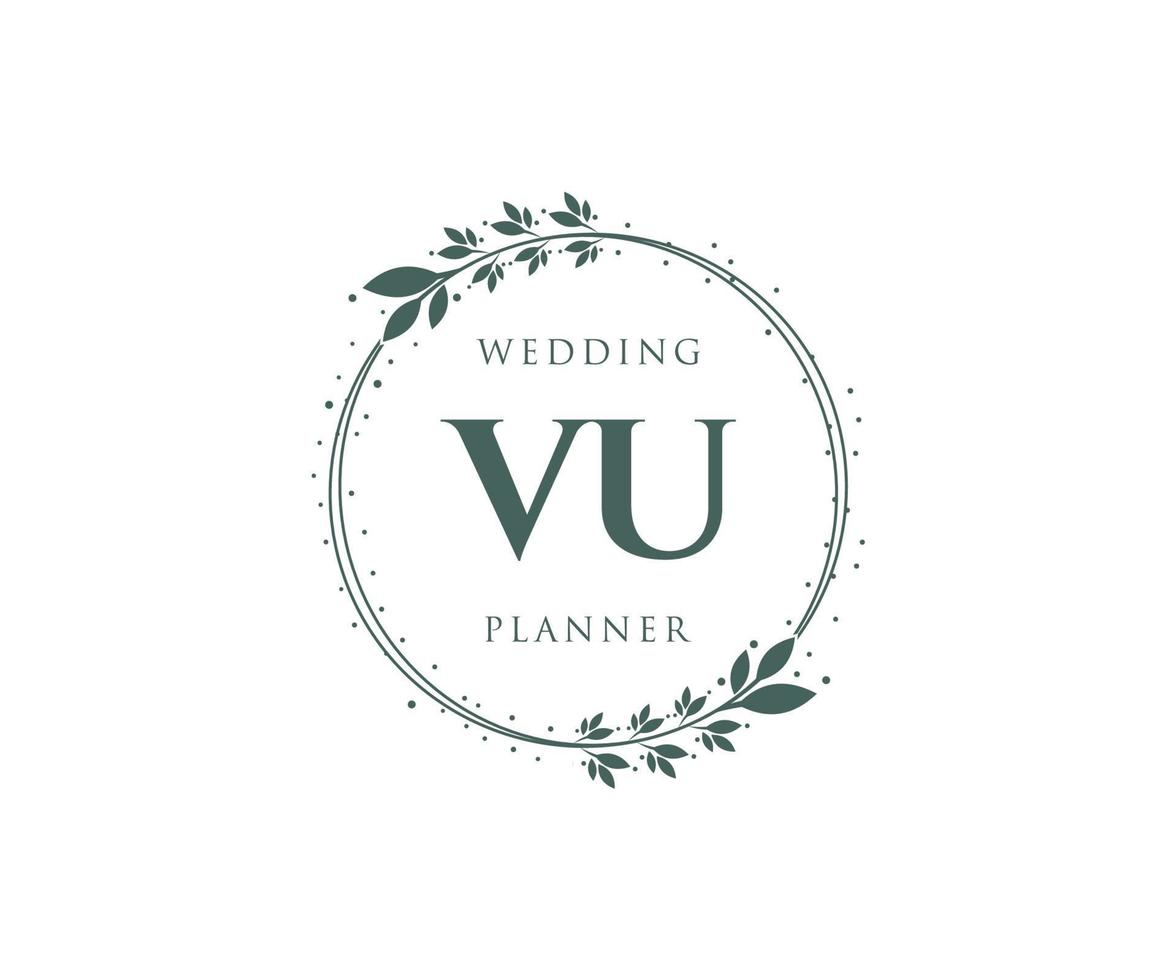 vu initialen brief hochzeitsmonogramm logos sammlung, handgezeichnete moderne minimalistische und florale vorlagen für einladungskarten, save the date, elegante identität für restaurant, boutique, café im vektor