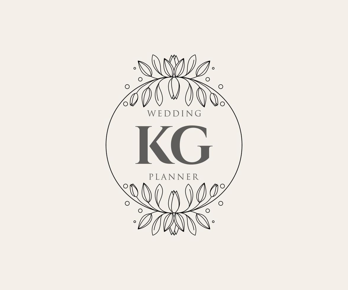 kg initialer brev bröllop monogram logotyper samling, hand dragen modern minimalistisk och blommig mallar för inbjudan kort, spara de datum, elegant identitet för restaurang, boutique, Kafé i vektor