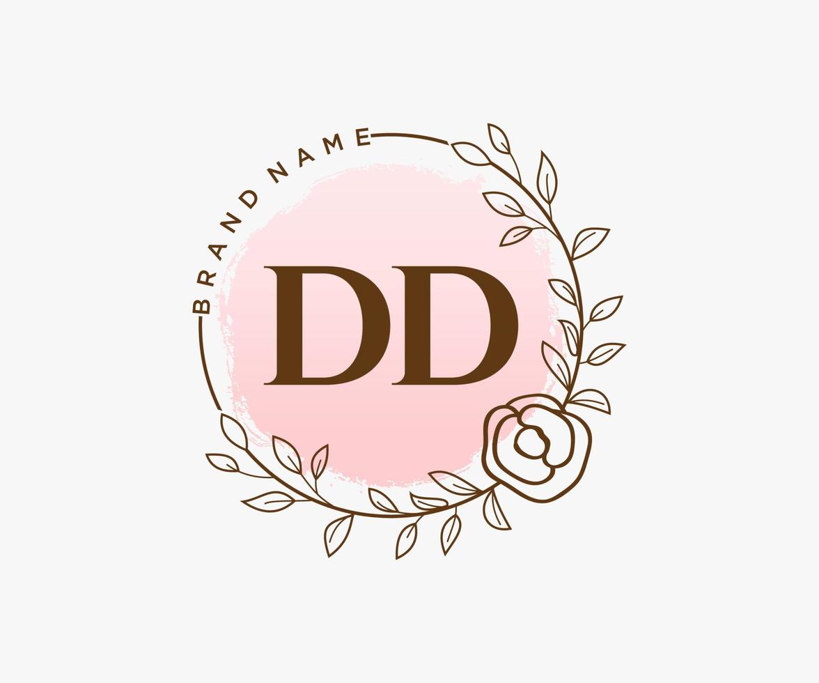 anfängliches dd feminines Logo. verwendbar für Natur-, Salon-, Spa-, Kosmetik- und Schönheitslogos. flaches Vektor-Logo-Design-Vorlagenelement. vektor