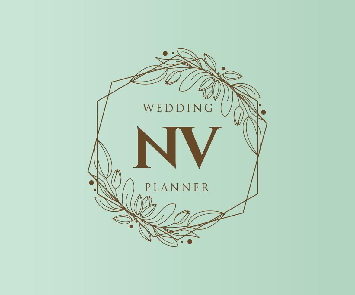 nv initials brief hochzeitsmonogramm logos sammlung, handgezeichnete moderne minimalistische und florale vorlagen für einladungskarten, save the date, elegante identität für restaurant, boutique, café im vektor