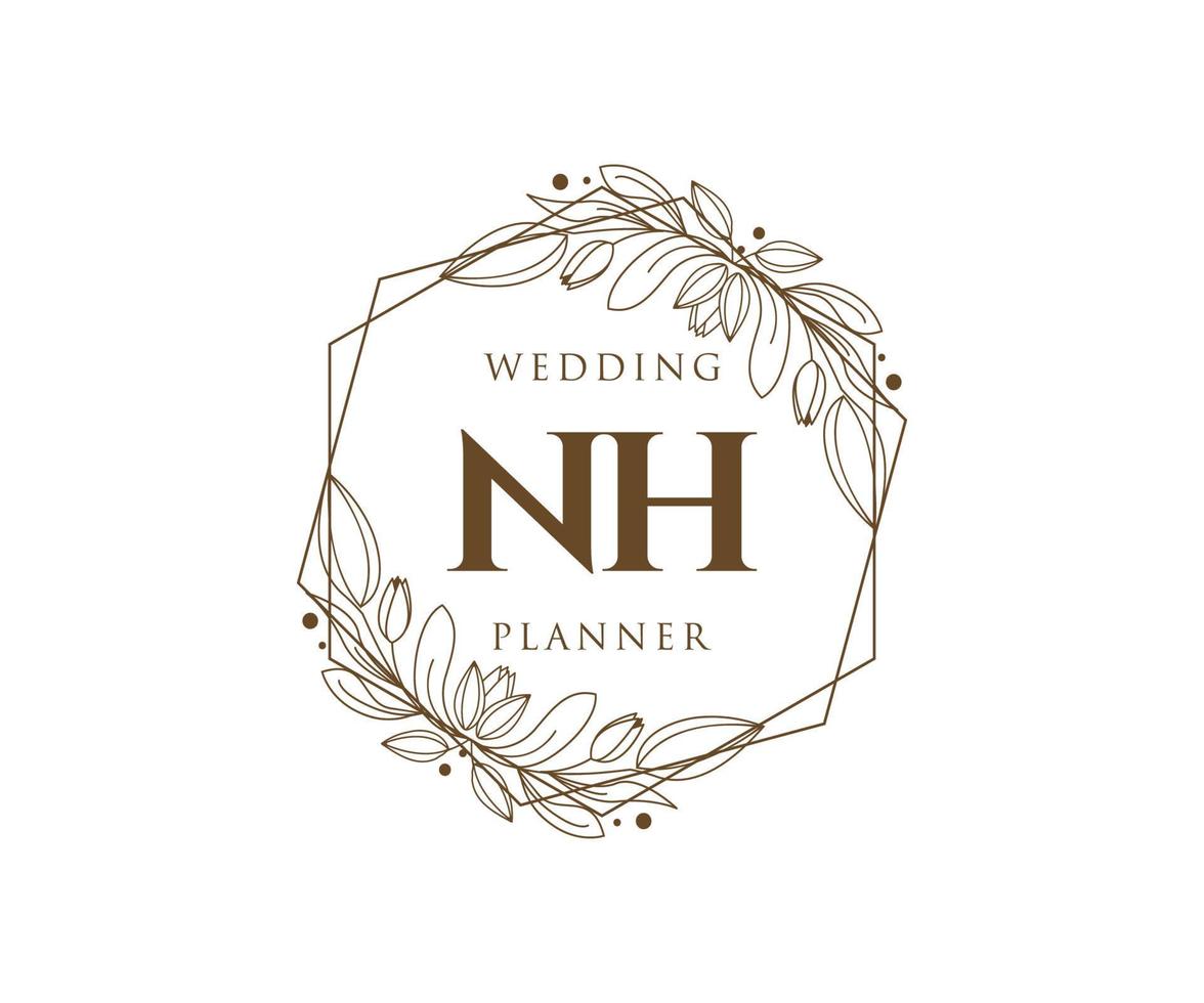 nh initialen brief hochzeitsmonogramm logos sammlung, handgezeichnete moderne minimalistische und florale vorlagen für einladungskarten, save the date, elegante identität für restaurant, boutique, café im vektor