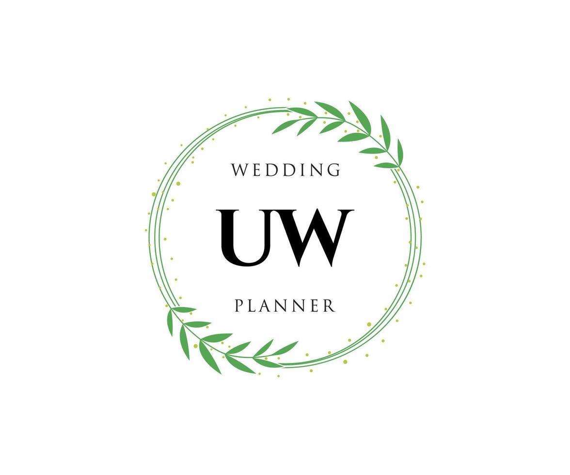 uw initialen brief hochzeitsmonogramm logos sammlung, handgezeichnete moderne minimalistische und florale vorlagen für einladungskarten, save the date, elegante identität für restaurant, boutique, café im vektor