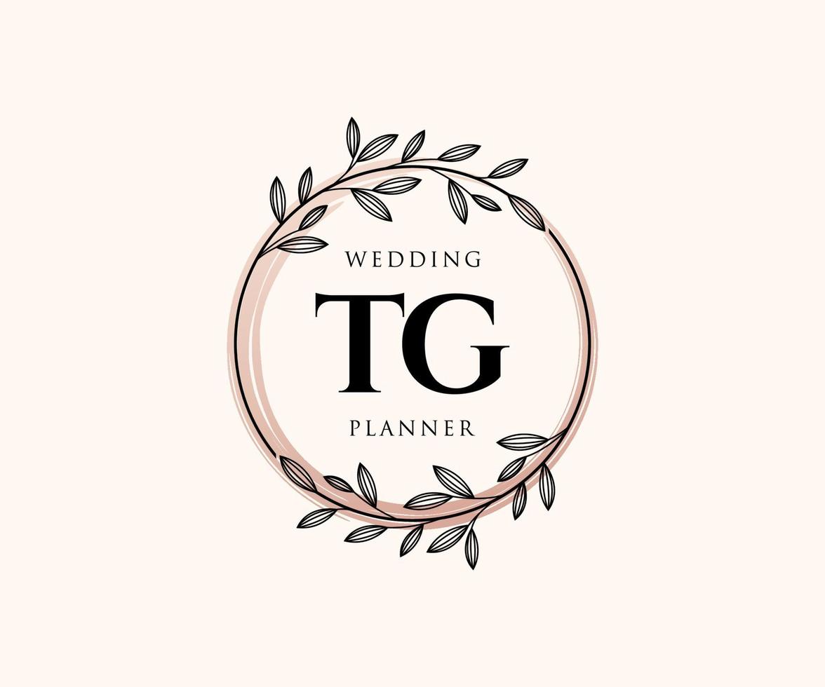 tg initialen brief hochzeitsmonogramm logos sammlung, handgezeichnete moderne minimalistische und florale vorlagen für einladungskarten, save the date, elegante identität für restaurant, boutique, café im vektor