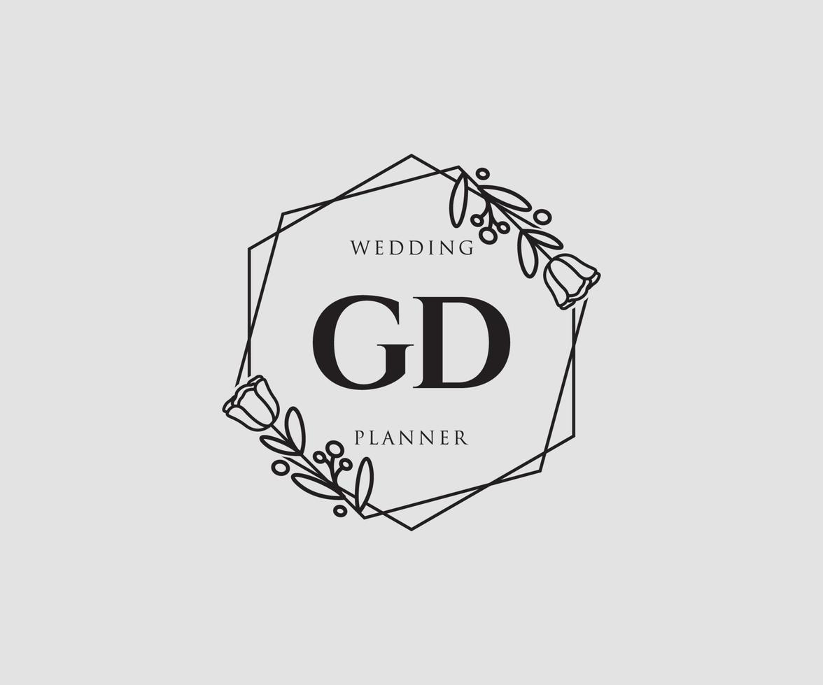 första gd feminin logotyp. användbar för natur, salong, spa, kosmetisk och skönhet logotyper. platt vektor logotyp design mall element.