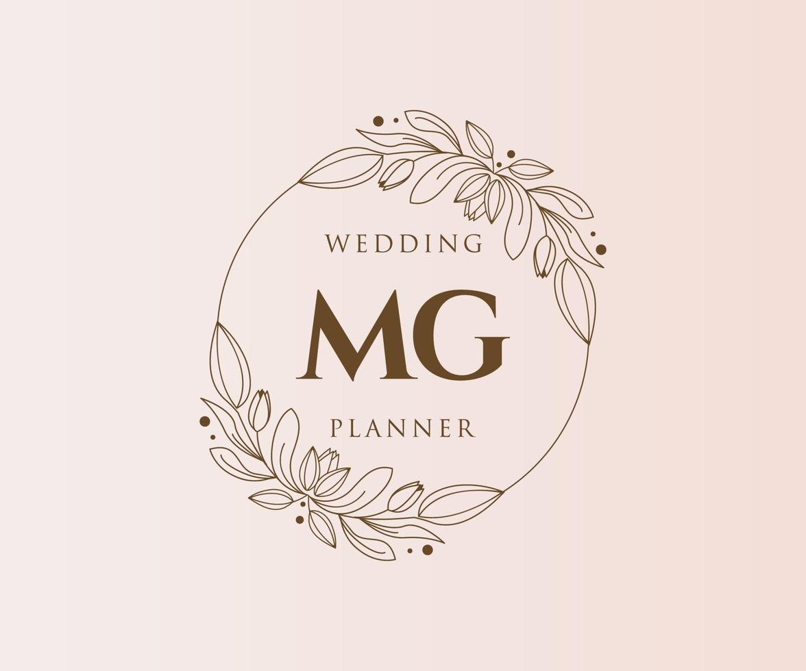 mg initialen brief hochzeit monogramm logos sammlung, handgezeichnete moderne minimalistische und florale vorlagen für einladungskarten, save the date, elegante identität für restaurant, boutique, café im vektor