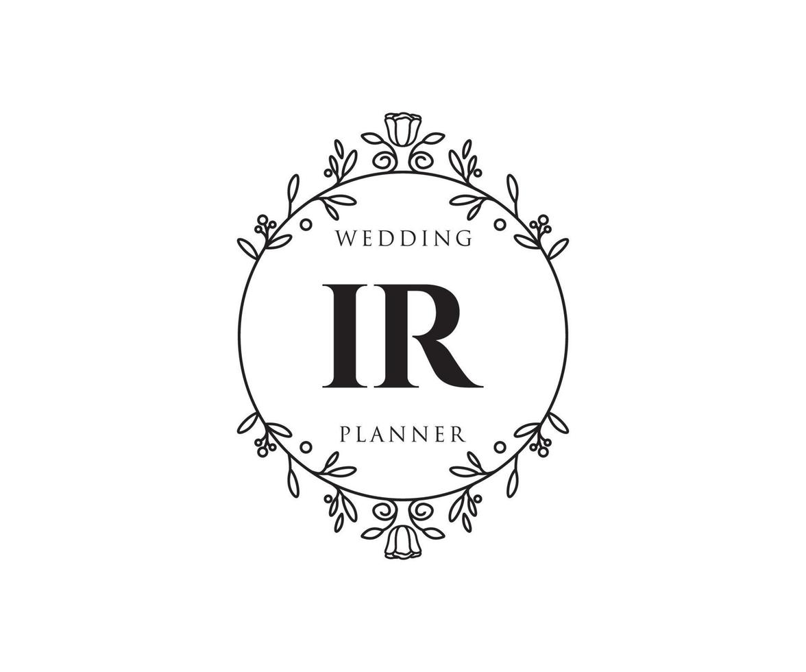 ir initialen brief hochzeitsmonogramm logos sammlung, handgezeichnete moderne minimalistische und florale vorlagen für einladungskarten, save the date, elegante identität für restaurant, boutique, café im vektor