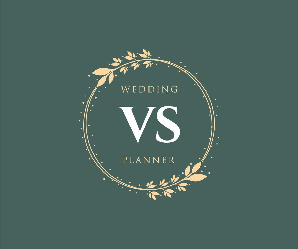 vs initialen brief hochzeit monogramm logos sammlung, handgezeichnete moderne minimalistische und florale vorlagen für einladungskarten, save the date, elegante identität für restaurant, boutique, café im vektor