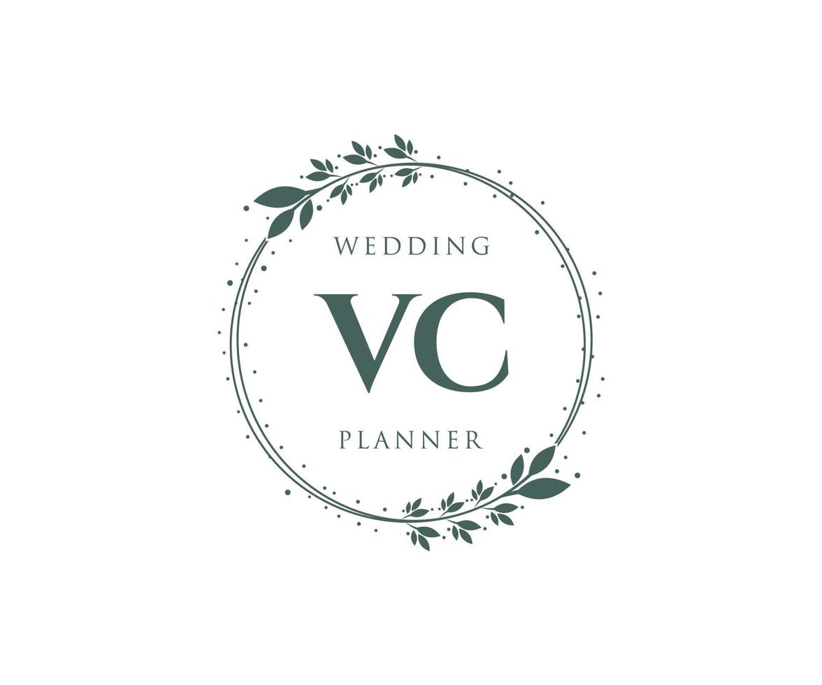 vc initialen brief hochzeitsmonogramm logos sammlung, handgezeichnete moderne minimalistische und florale vorlagen für einladungskarten, save the date, elegante identität für restaurant, boutique, café im vektor