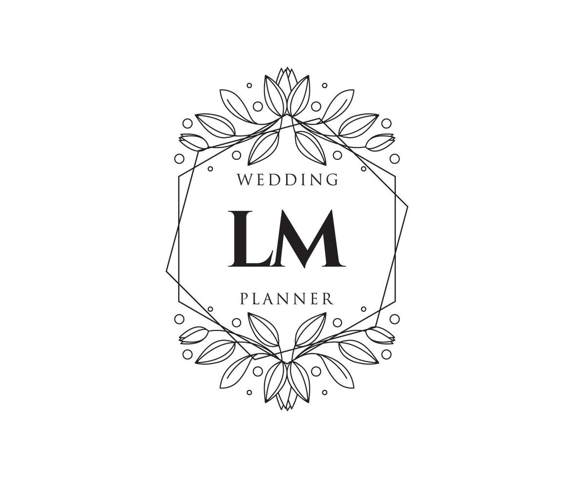 lm initialen brief hochzeitsmonogramm logos sammlung, handgezeichnete moderne minimalistische und florale vorlagen für einladungskarten, save the date, elegante identität für restaurant, boutique, café im vektor