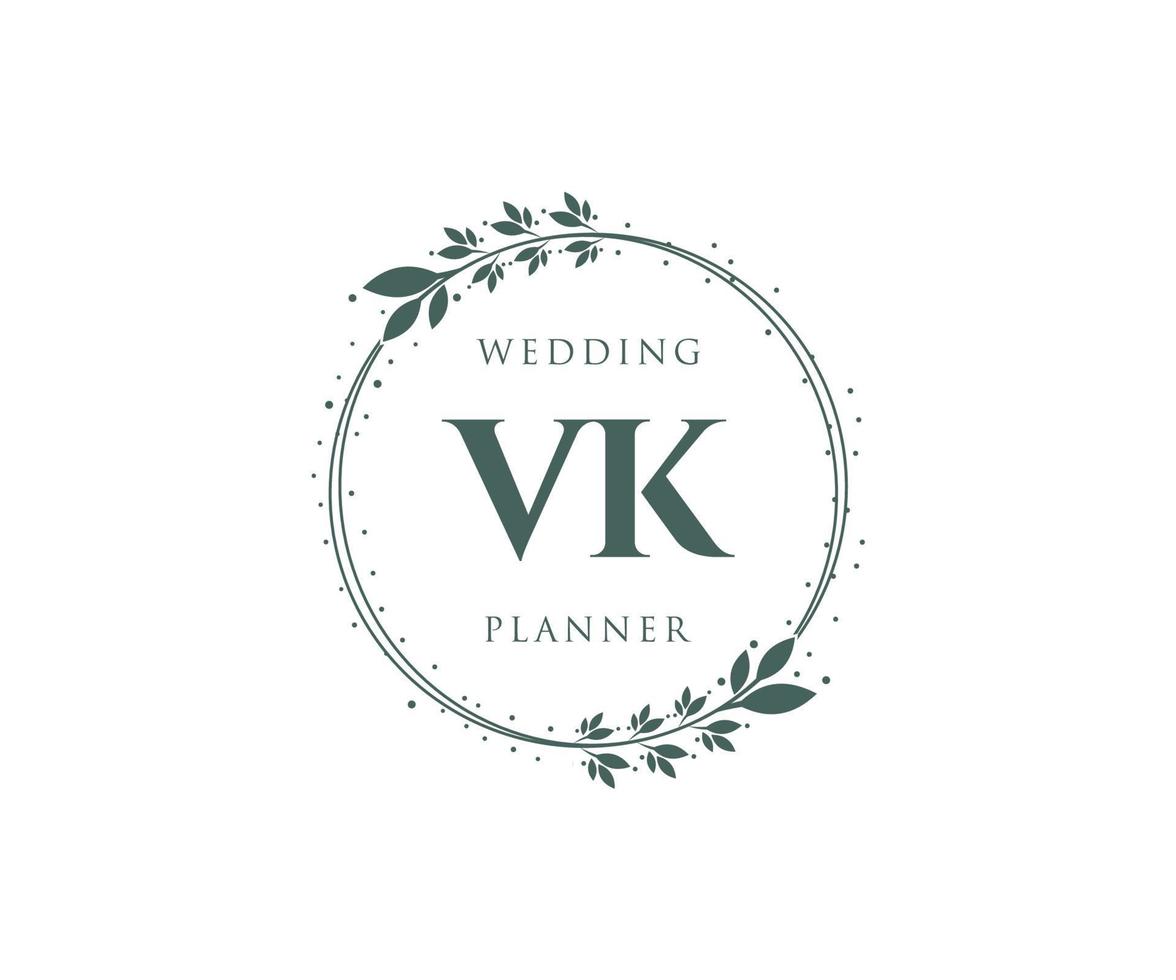 vk initialen brief hochzeitsmonogramm logos sammlung, handgezeichnete moderne minimalistische und florale vorlagen für einladungskarten, save the date, elegante identität für restaurant, boutique, café im vektor