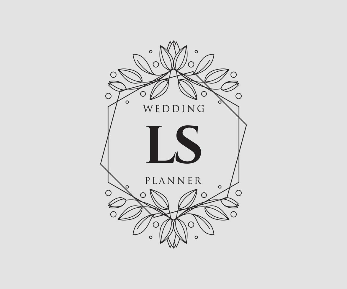 ls initialer brev bröllop monogram logotyper samling, hand dragen modern minimalistisk och blommig mallar för inbjudan kort, spara de datum, elegant identitet för restaurang, boutique, Kafé i vektor