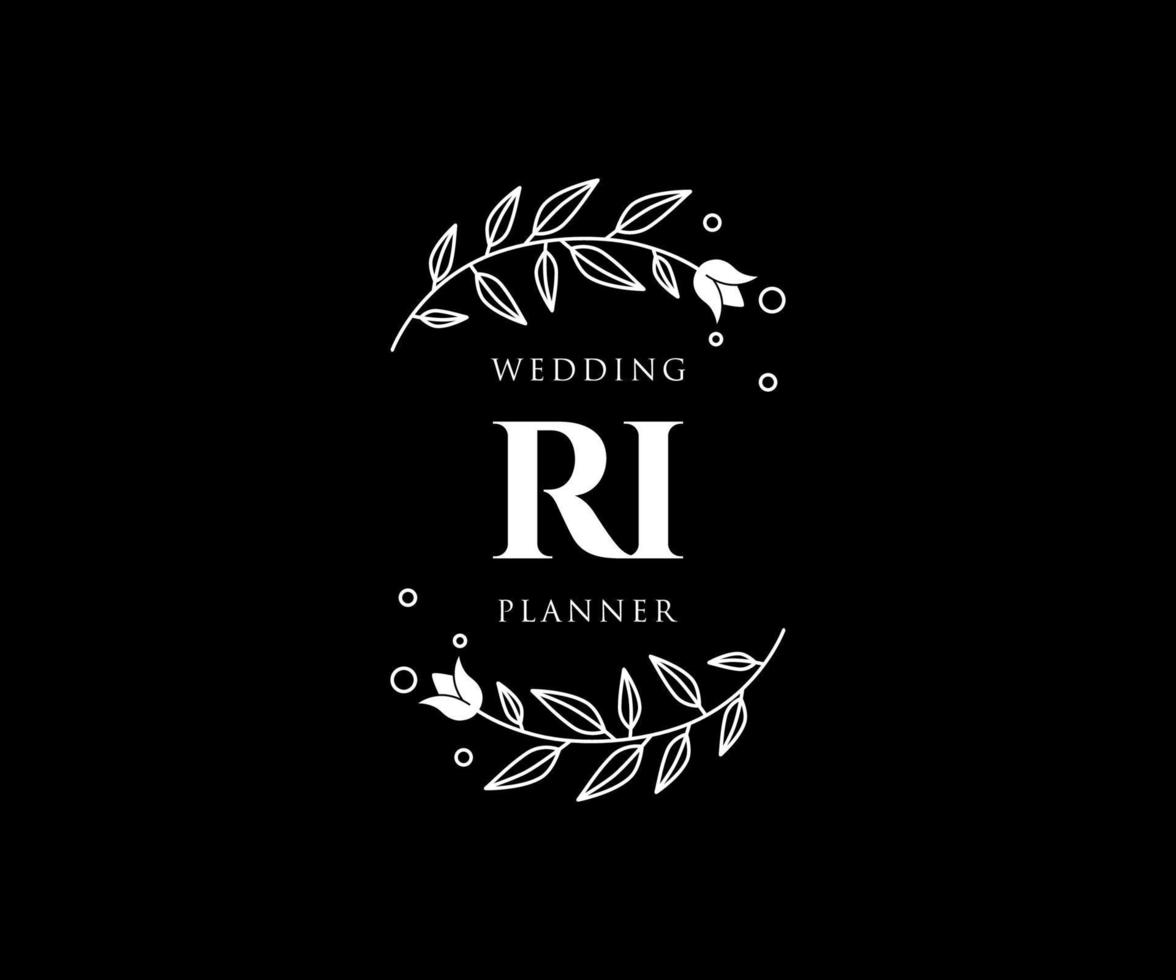 ri initialer brev bröllop monogram logotyper samling, hand dragen modern minimalistisk och blommig mallar för inbjudan kort, spara de datum, elegant identitet för restaurang, boutique, Kafé i vektor