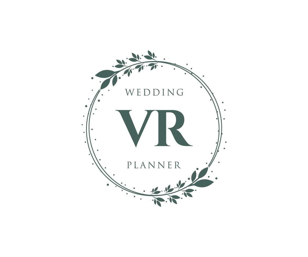 vr initialen brief hochzeitsmonogramm logos sammlung, handgezeichnete moderne minimalistische und florale vorlagen für einladungskarten, save the date, elegante identität für restaurant, boutique, café im vektor