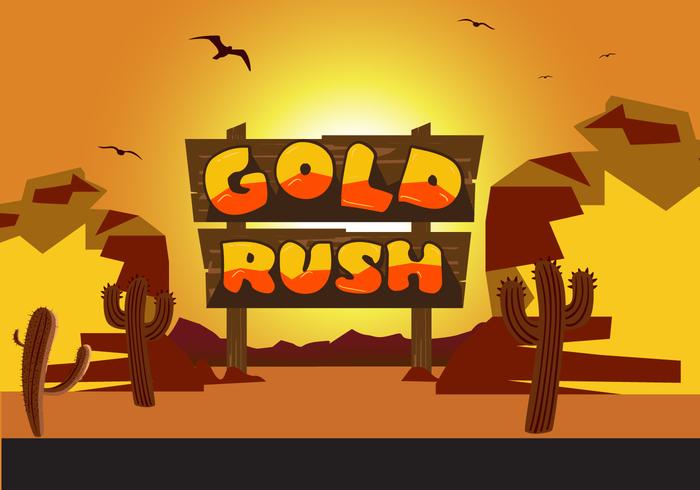 Gold Rush Sign och Scene Vector
