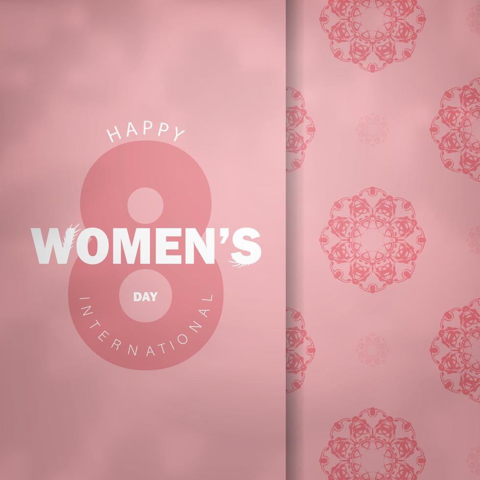 broschyr 8 Mars internationell kvinnor dag rosa lyx mönster vektor