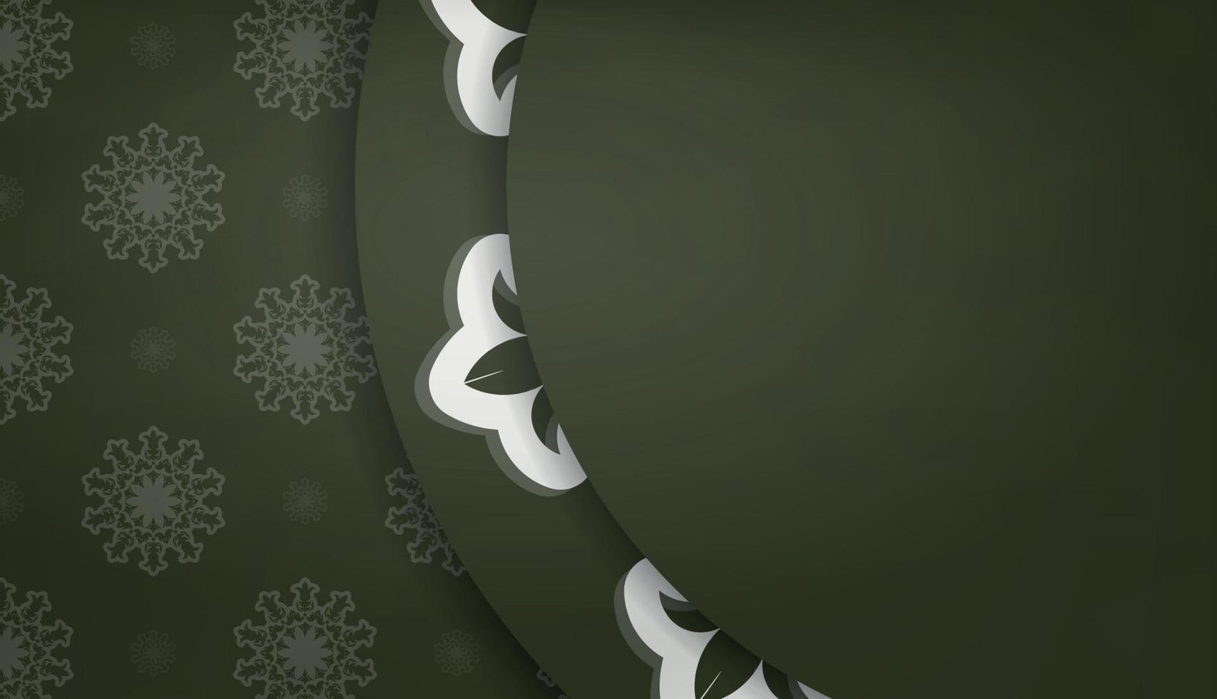 dunkelgrünes Banner mit weißem Vintage-Muster und Platz für Ihr Logo vektor