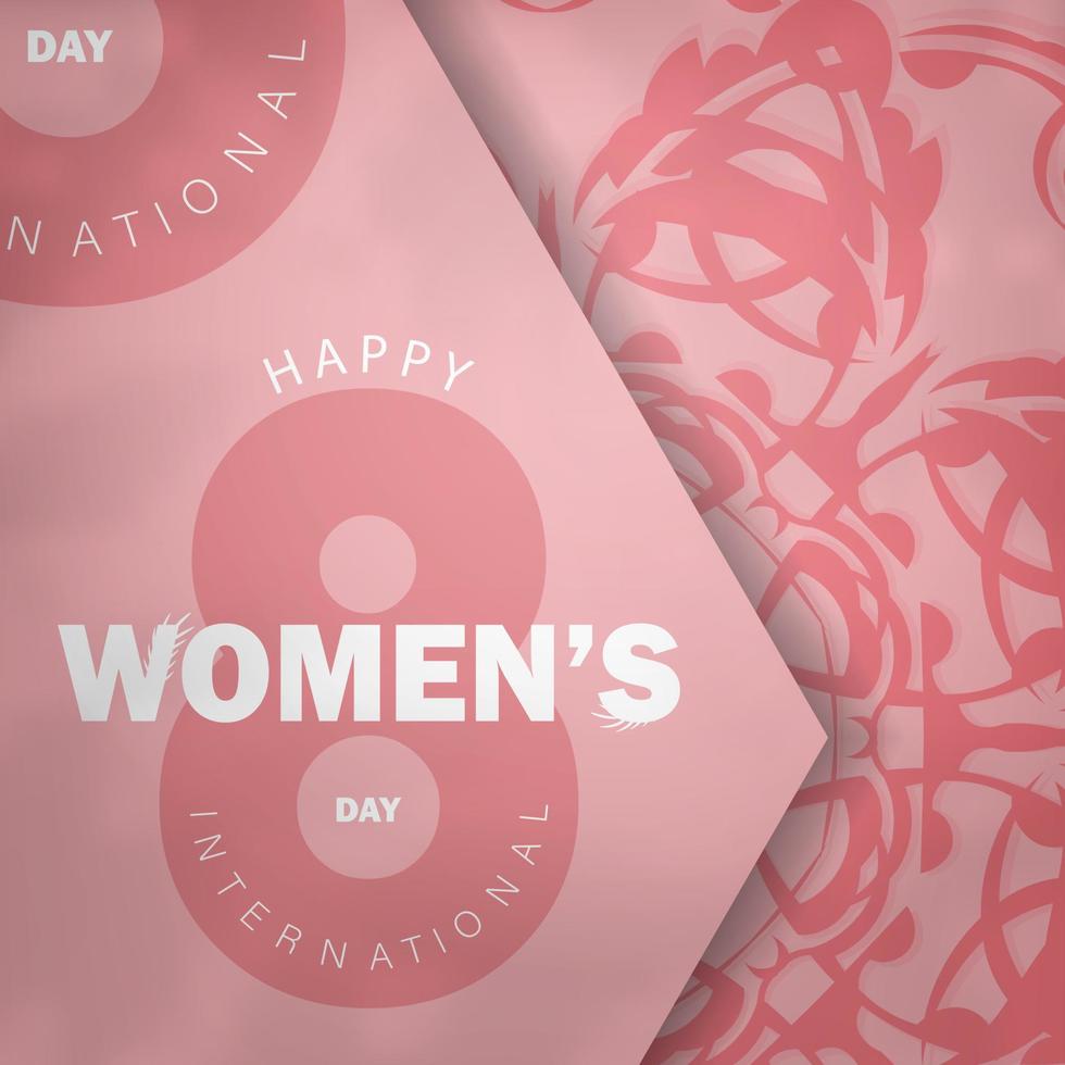 vykort internationell kvinnor dag rosa Färg med årgång mönster vektor