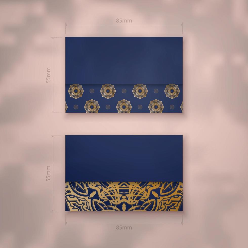 repräsentative visitenkarte in dunkelblau mit goldenen mandalaverzierungen für ihre persönlichkeit. vektor