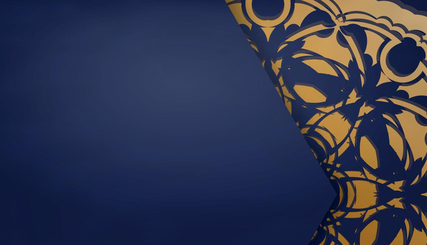 Baner von dunkelblauer Farbe mit Mandala-Goldverzierung für Design unter Logo oder Text vektor
