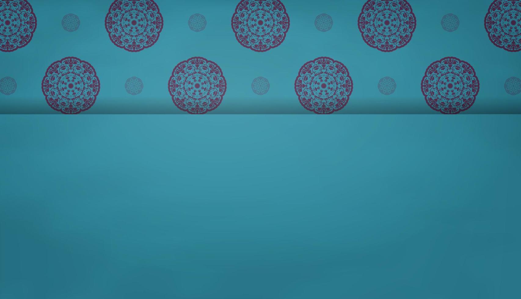 türkisfarbenes Banner mit griechisch-violetten Ornamenten und Platz für Ihren Text vektor