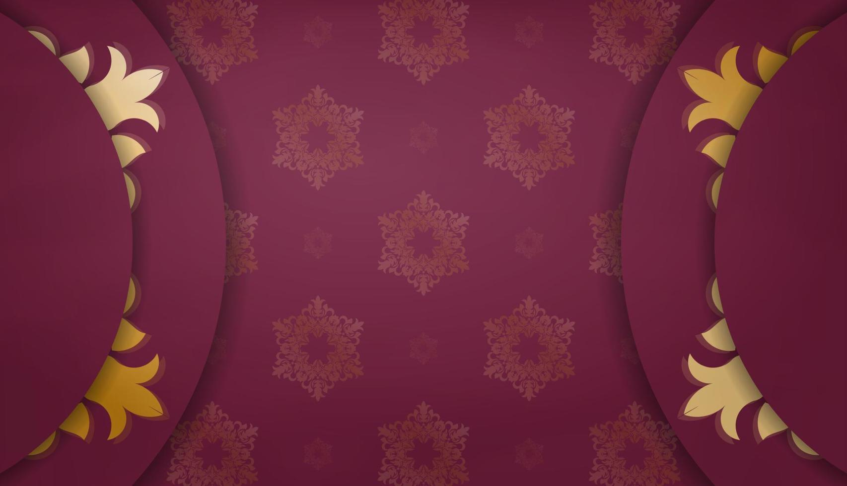 baner av vinröd Färg med en mandala med guld prydnad och en plats för din logotyp eller text vektor