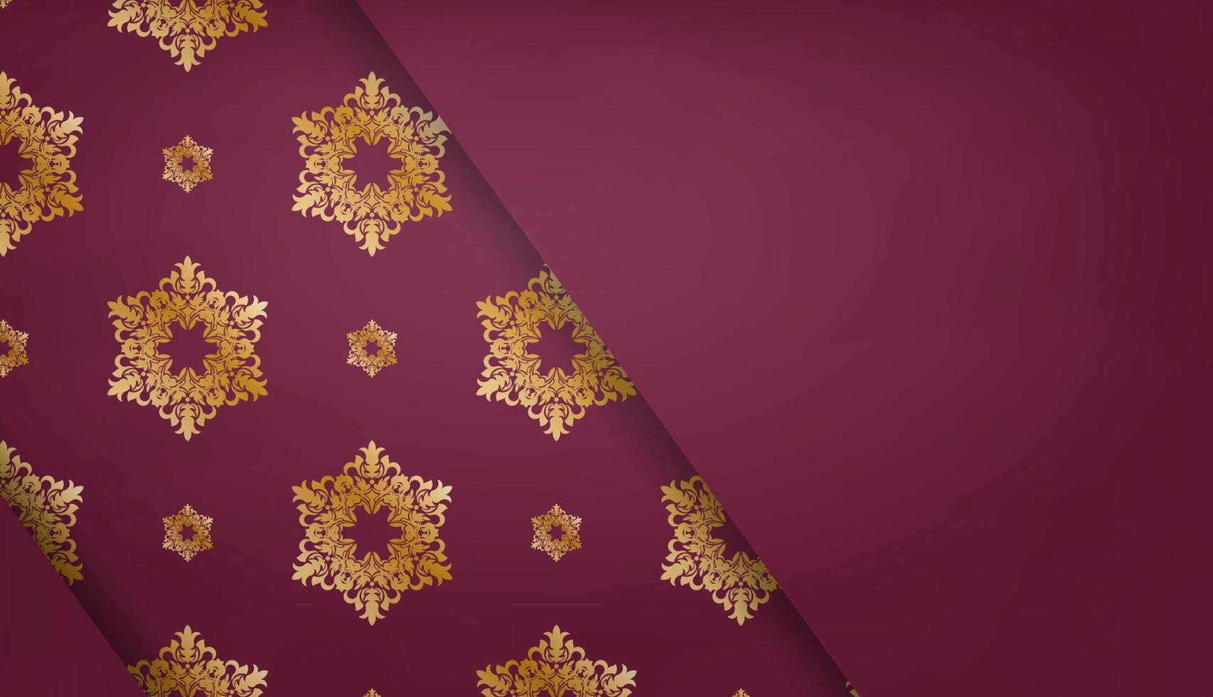 Banner in Burgunderfarbe mit indischem Goldornament für Design unter Ihrem Logo oder Text vektor