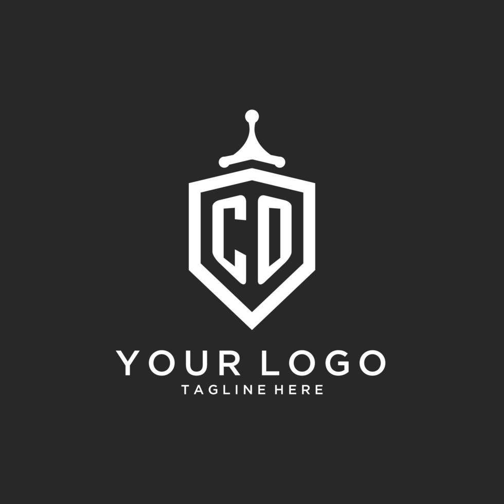 co monogram logotyp första med skydda vakt form design vektor