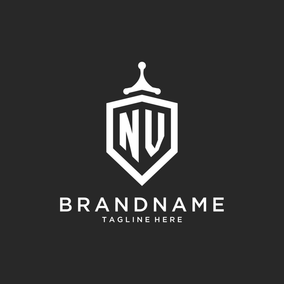 nv monogram logotyp första med skydda vakt form design vektor