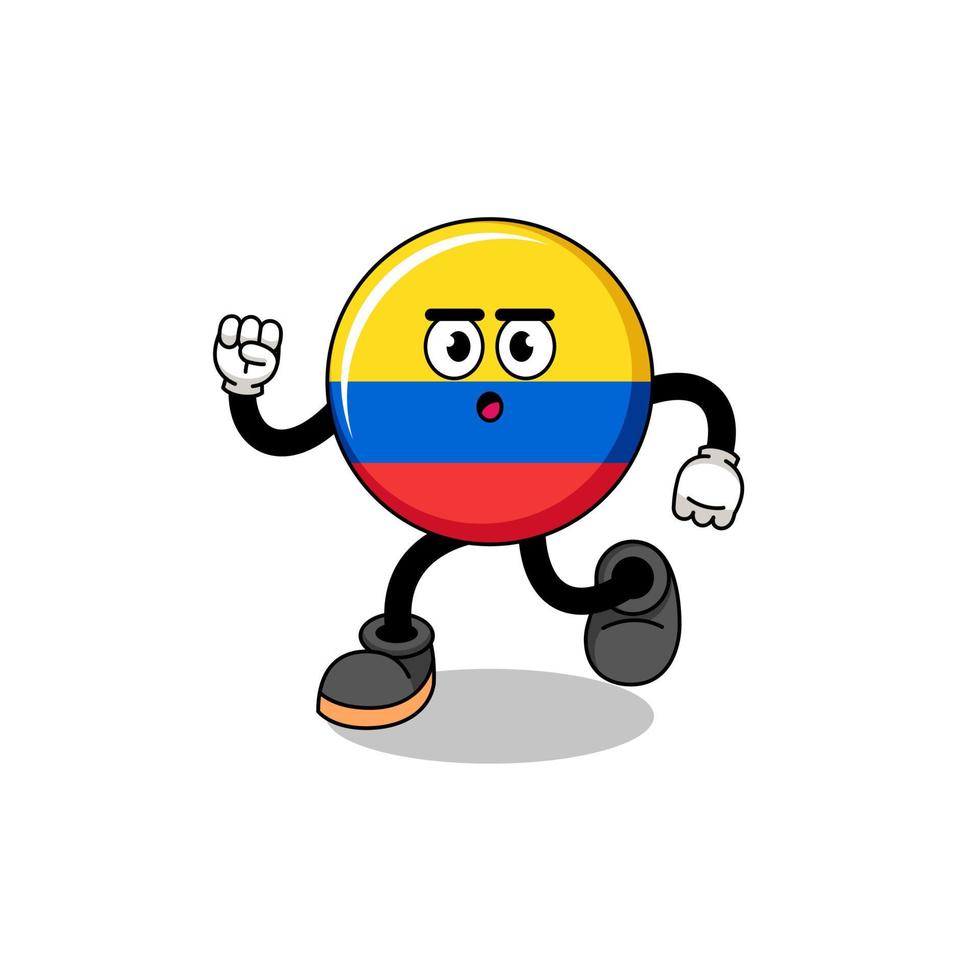 laufen kolumbien flagge maskottchen illustration vektor