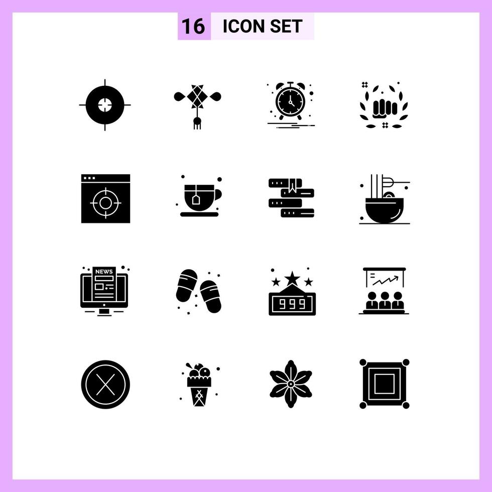 16 kreative Symbole moderne Zeichen und Symbole der Office-Anwendung Uhr Faustschlag editierbare Vektordesign-Elemente vektor