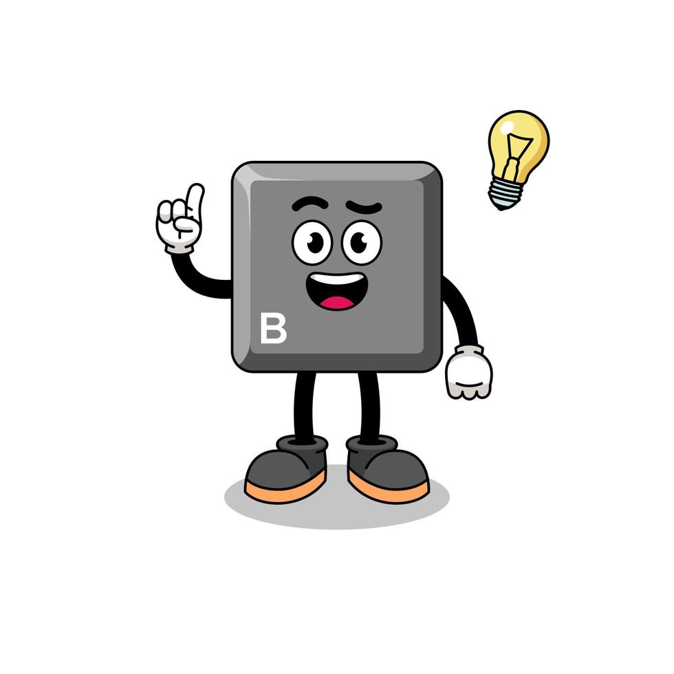 Tastatur-B-Tasten-Cartoon mit einer Ideen-Pose vektor