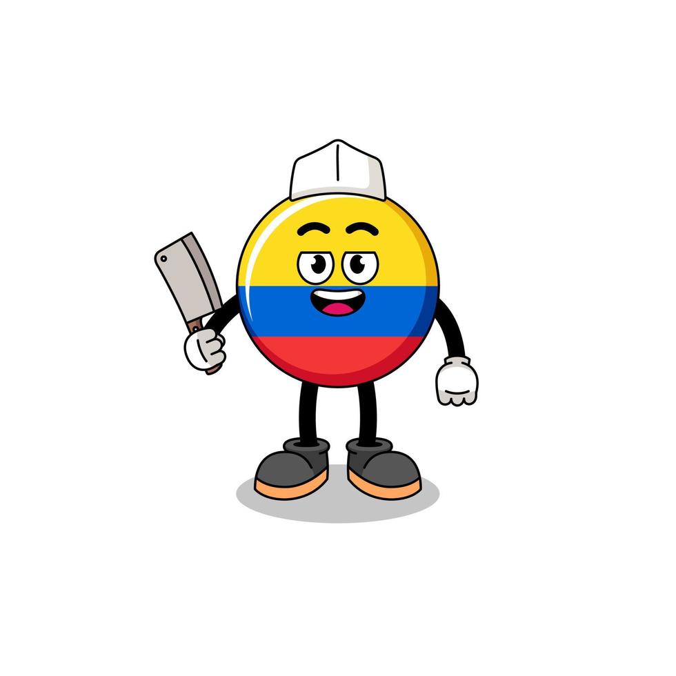 maskot av colombia flagga som en slaktare vektor