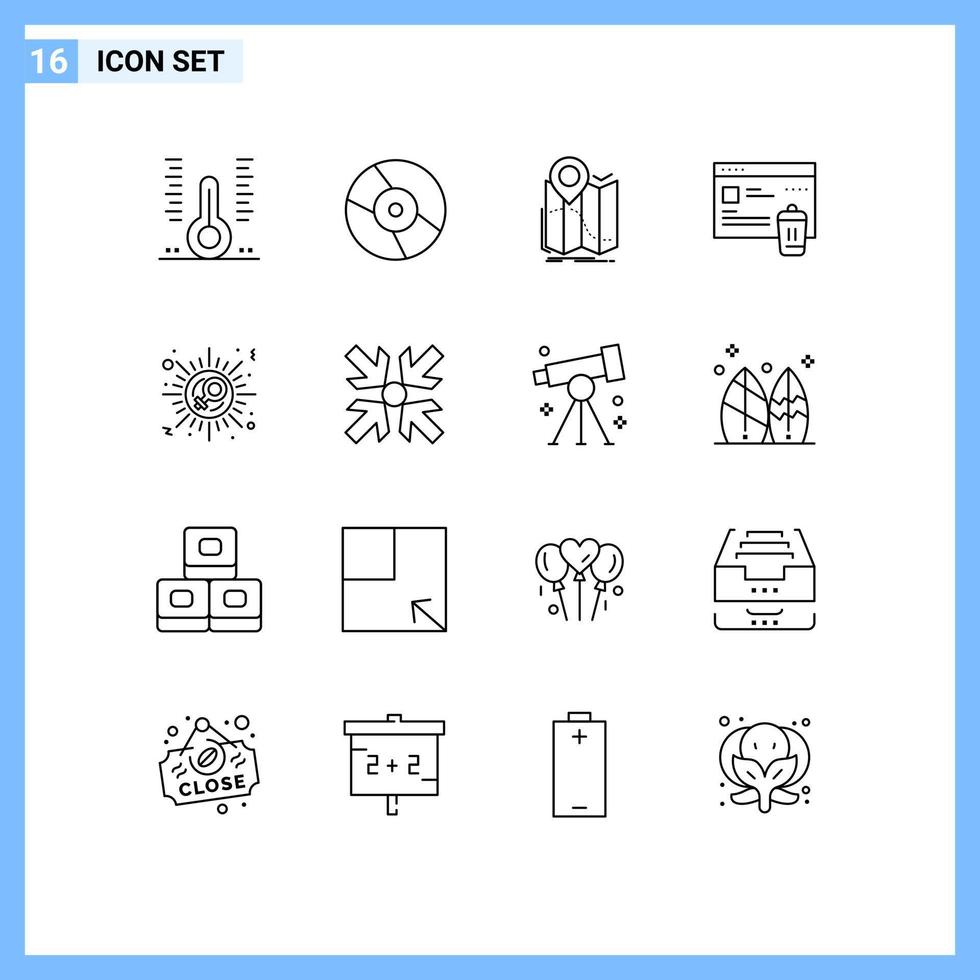 piktogram uppsättning av 16 enkel konturer av säkerhet mapp enhet BRP navigering redigerbar vektor design element