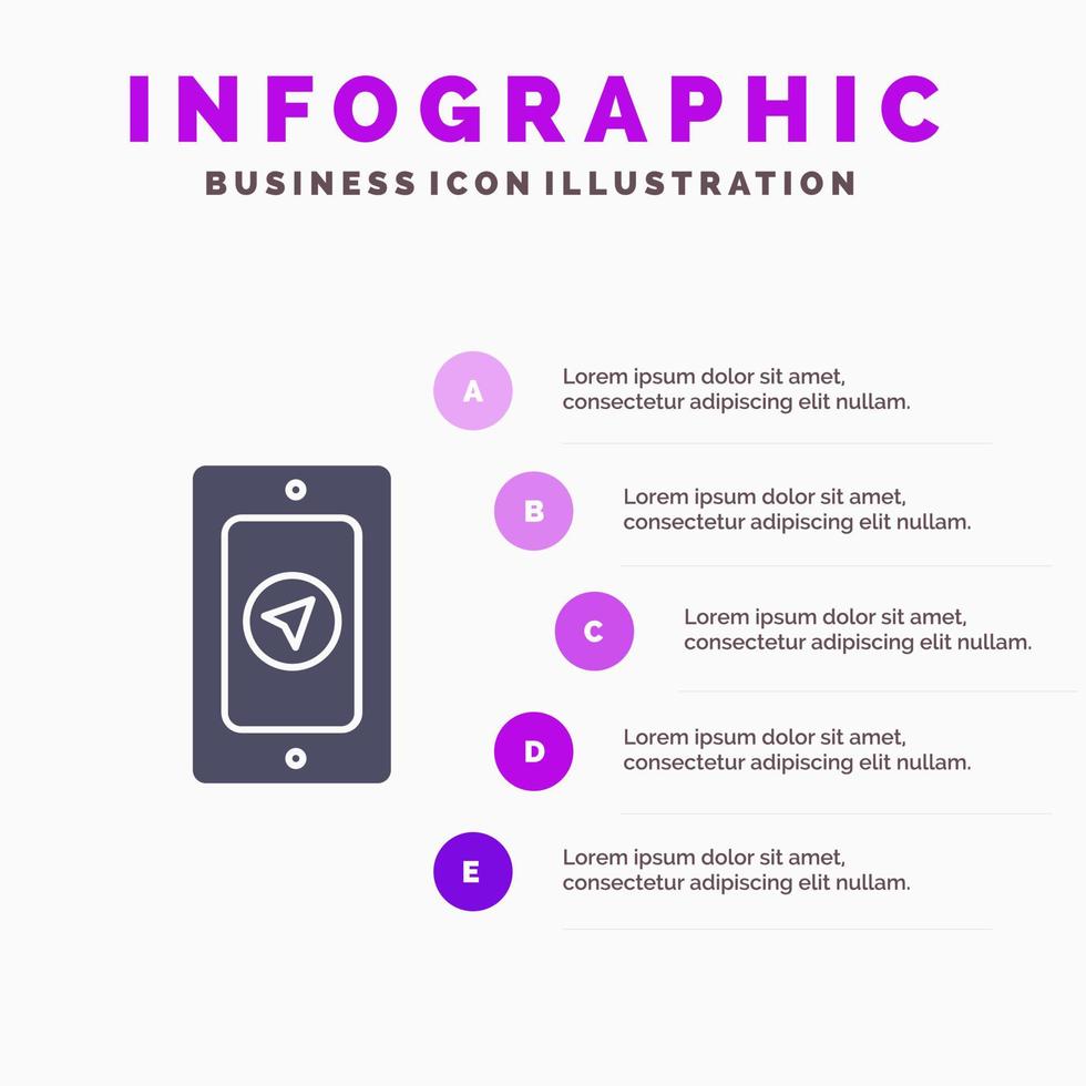 mobil stift regnig fast ikon infographics 5 steg presentation bakgrund vektor