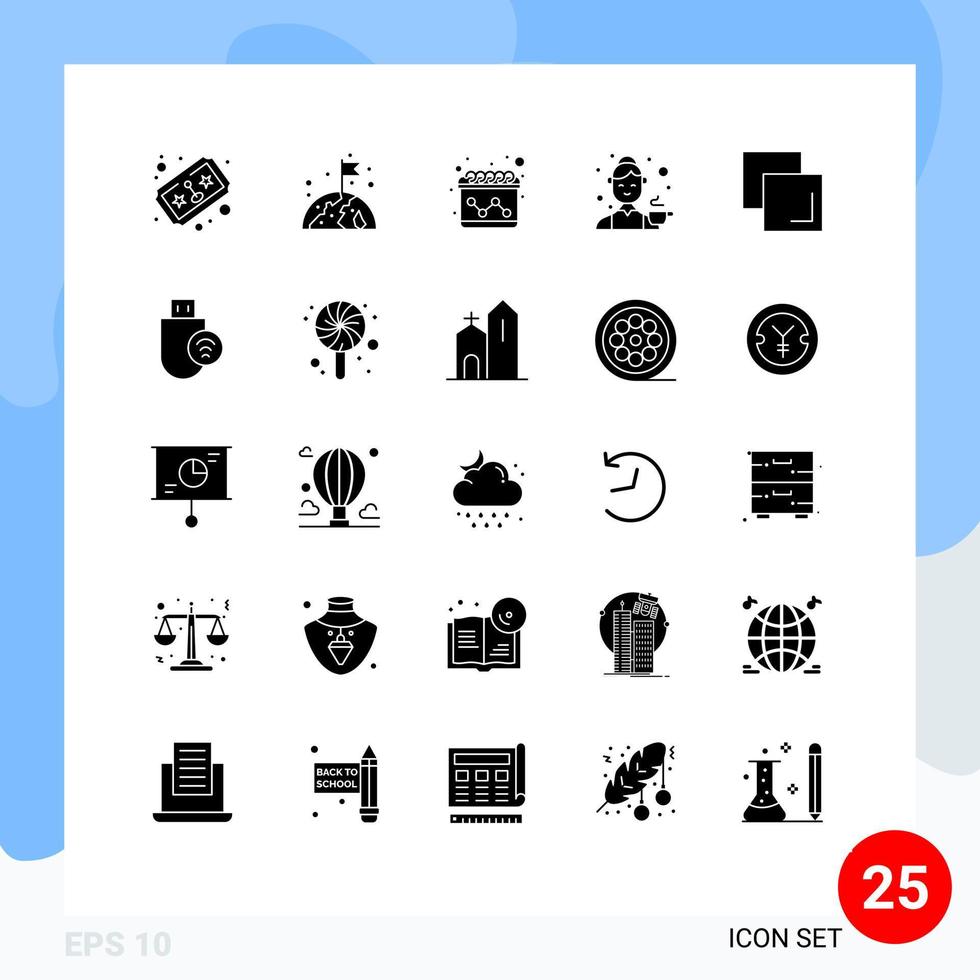 Stock Vector Icon Pack mit 25 Zeilenzeichen und Symbolen für doppelte Teewerbung Küchenkoch editierbare Vektordesign-Elemente